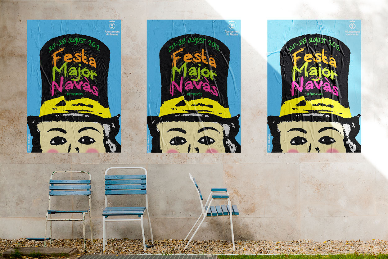 Cartell de la Festa Major de Navàs enganxat en una paret
